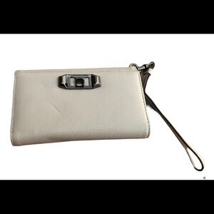Rebecca Minkoff Hold A Little Wristlet Pebble Leather Phone Case/Credit Cards